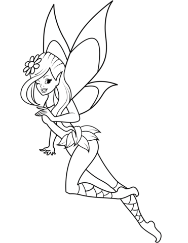 Winking Fairy Coloring Page